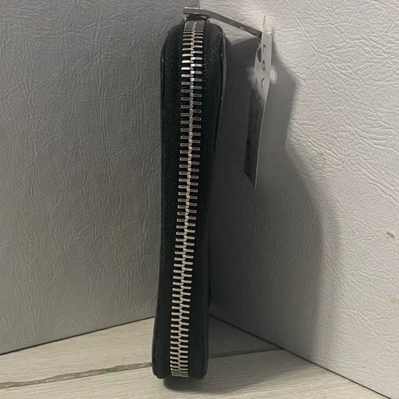 Saint Laurent Black Croc-Embossed Zip Around Card and Key Case - Picture 2 of 5